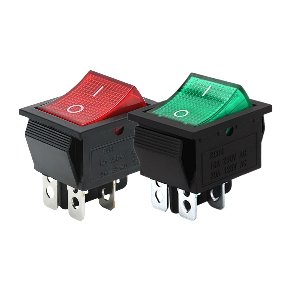 超能玩工 包退0費用●KCD4 30A 船型開關 電源開關 四腳兩檔 帶燈開關 翹板開關 防水開關 大電流 台灣現貨-細節圖2