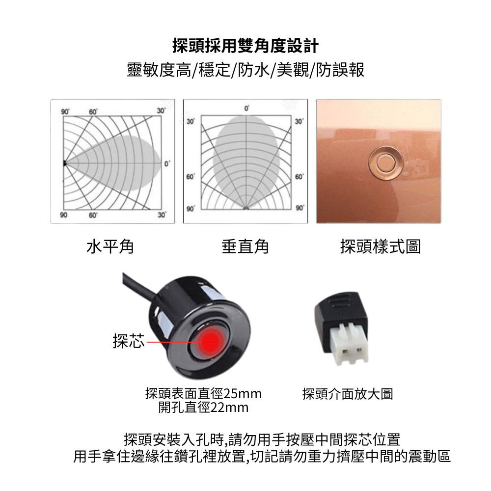 超能玩工 保固半年●崁入式倒車雷達 倒車雷達 倒車蜂鳴器 汽車感應器 倒車盲區輔助 停車輔助 汽車百貨 台灣現貨-細節圖8