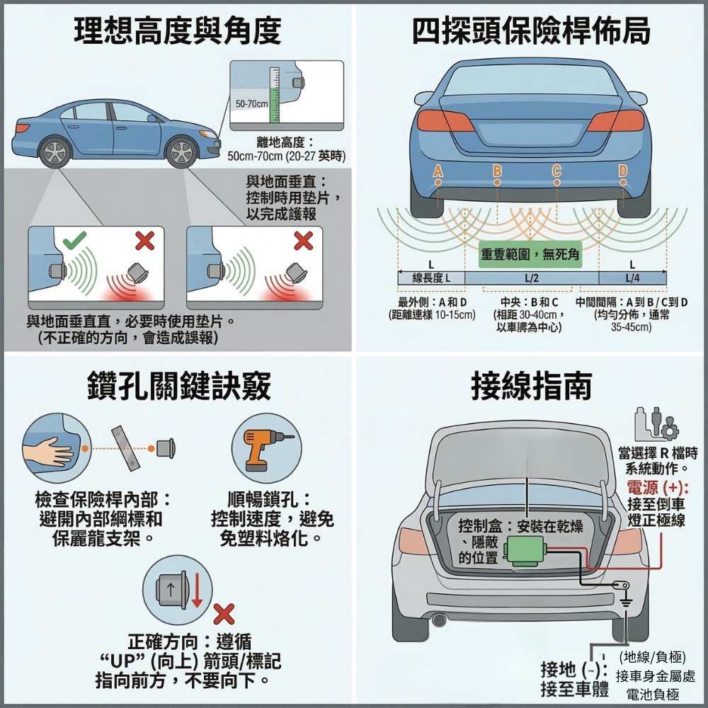 超能玩工 保固半年●崁入式倒車雷達 倒車雷達 倒車蜂鳴器 汽車感應器 倒車盲區輔助 停車輔助 汽車百貨 台灣現貨-細節圖11