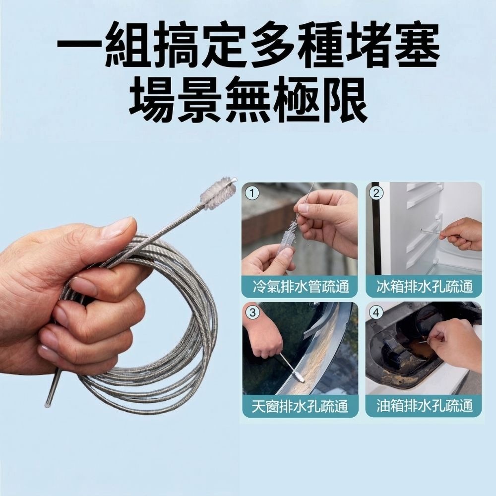 超能玩工 包退0費用●多功能排水管疏通器 冰箱排水孔清理工具 冷氣通管神器 天窗排水孔疏通 冷氣排水器 2.2M/3M-細節圖9