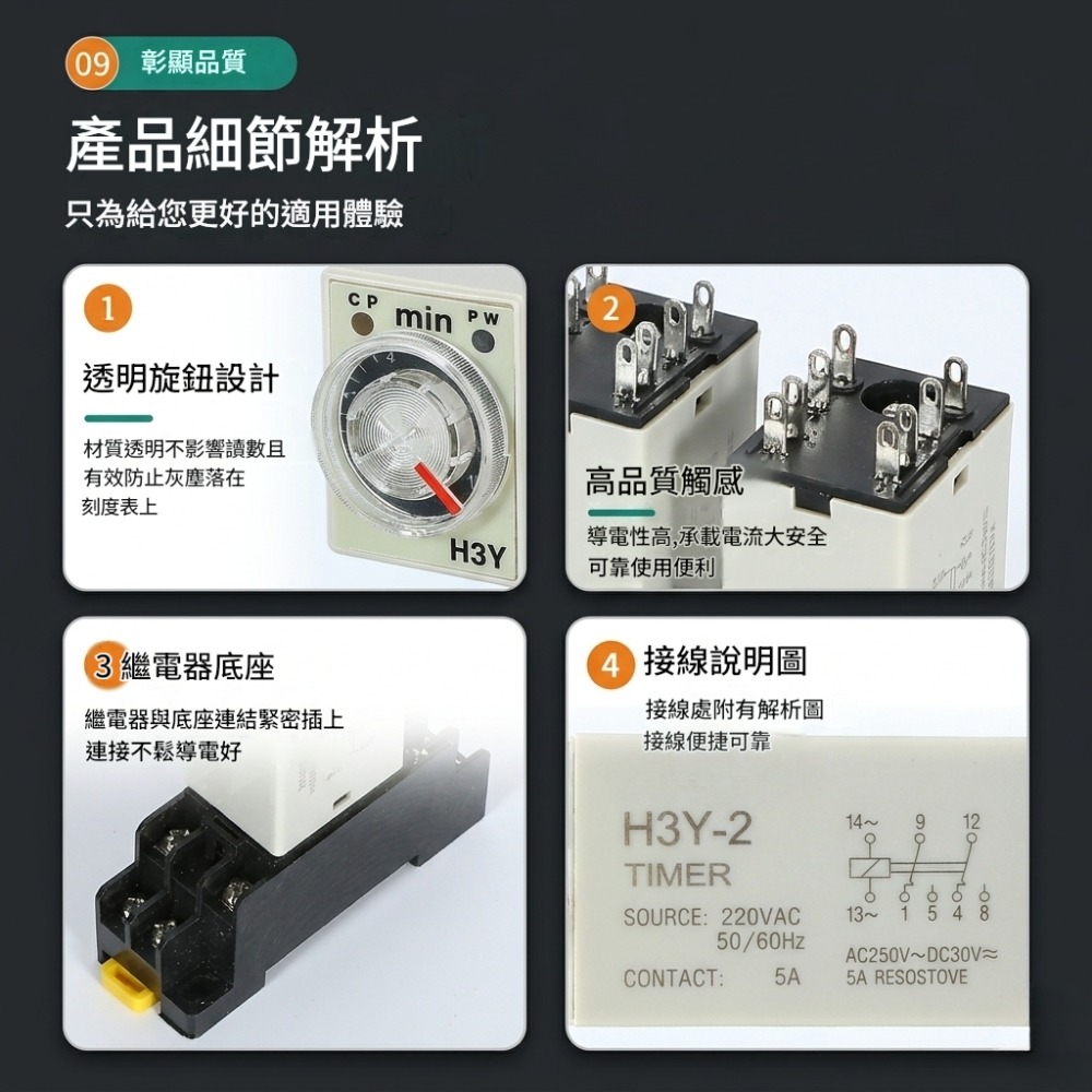 超能玩工 包退0費用●H3Y-2 時間繼電器 定時繼電器 定時器 計時器 8腳二開二閉 含底座 TIMER 延時繼電器-細節圖5