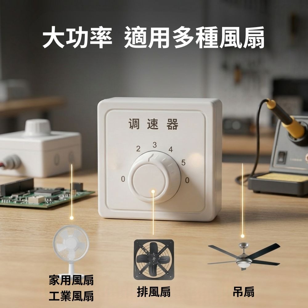 超能玩工 包退0費用●五檔風扇調速器 旋鈕式速度調節器 明暗裝扇調速器 110V/220V通用 86型 台灣現貨-細節圖6