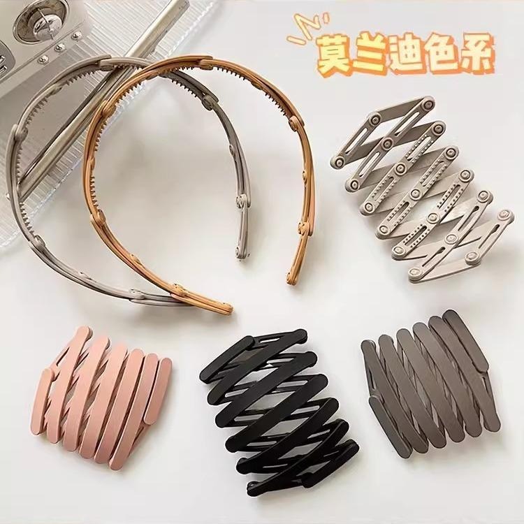 ❤️台灣現貨❤️可伸縮摺疊髮箍 便攜髮箍 口袋髮箍 折疊髮箍 洗臉神器 伸縮折疊隨身髮帶 髮飾 髮圈 簡約髮箍 霧面-細節圖2