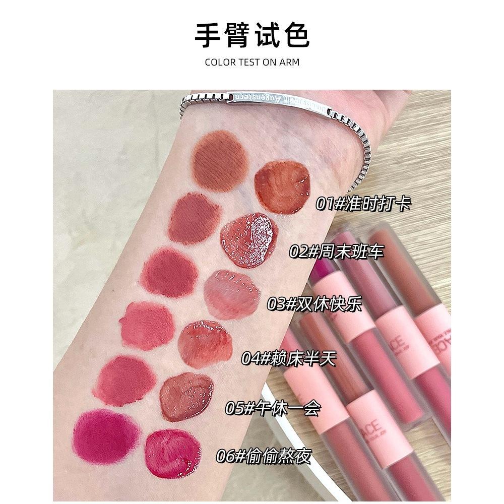 ❤️德妮DERNI❤️台灣現貨❤️唇釉 口紅 雙頭唇釉 絲絨啞光唇釉光唇釉 雙頭唇釉絲絨啞光顯白學生款水光鏡面CACE-細節圖8