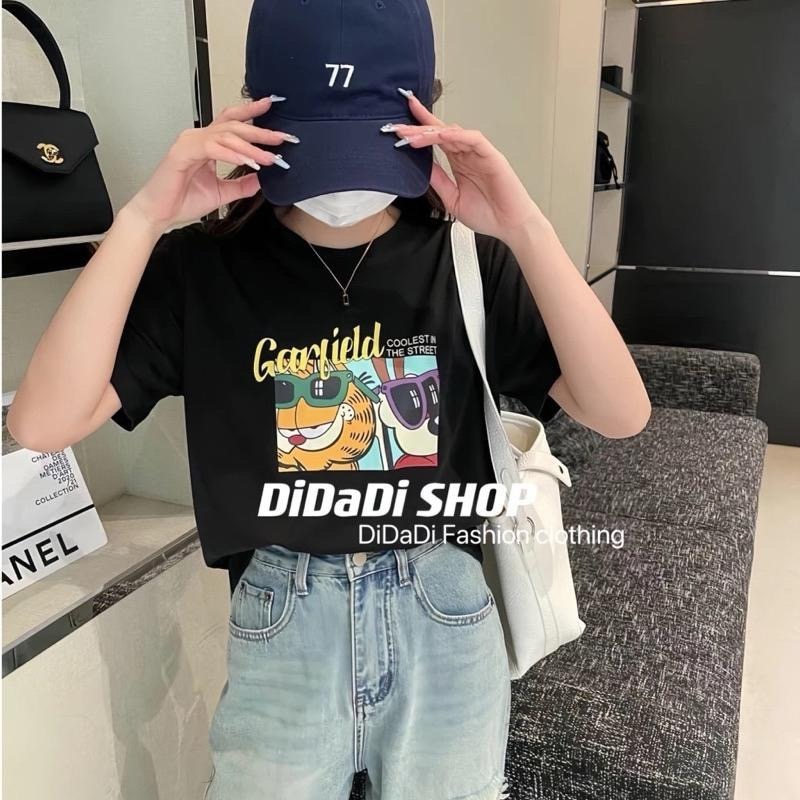 N-1109 𝓢𝓱𝓸𝓹 🏷萌妹加菲貓插畫奧黛爾棉上衣-細節圖2