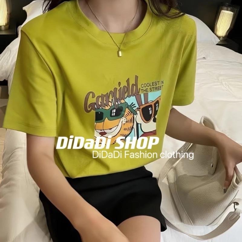 N-1109 𝓢𝓱𝓸𝓹 🏷萌妹加菲貓插畫奧黛爾棉上衣-細節圖5