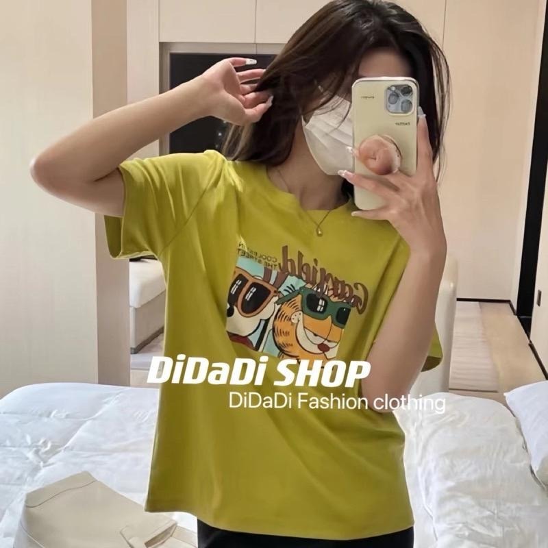 N-1109 𝓢𝓱𝓸𝓹 🏷萌妹加菲貓插畫奧黛爾棉上衣-細節圖6