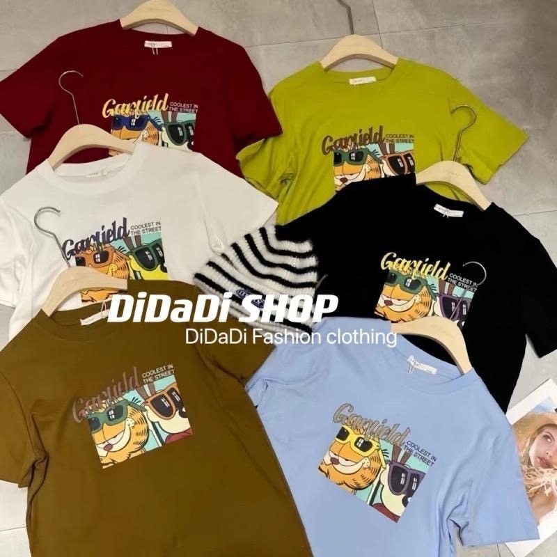 N-1109 𝓢𝓱𝓸𝓹 🏷萌妹加菲貓插畫奧黛爾棉上衣-細節圖7