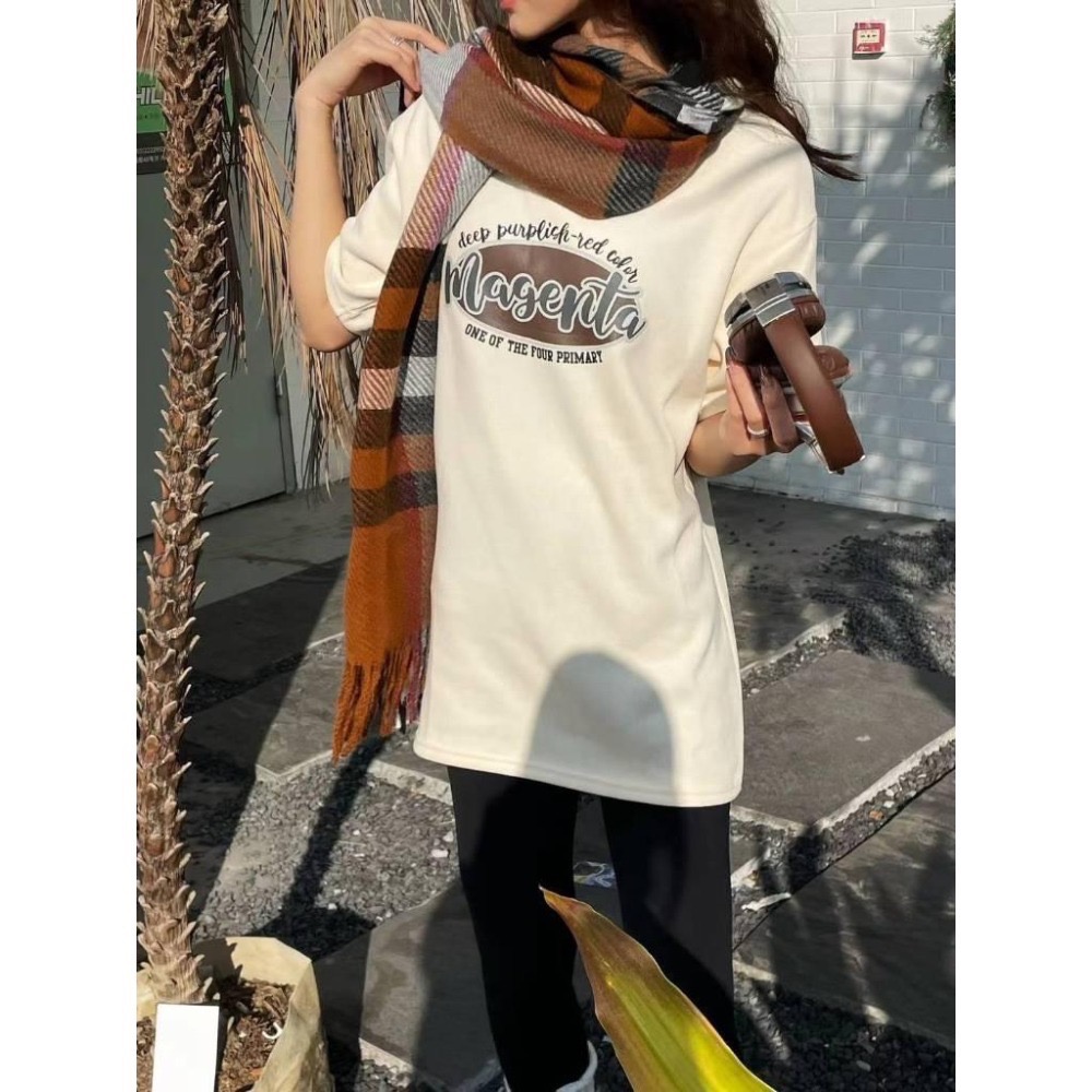 N-1109 𝓢𝓱𝓸𝓹 現貨🏷激推圓領美式造型印花短袖中長款衣-細節圖3