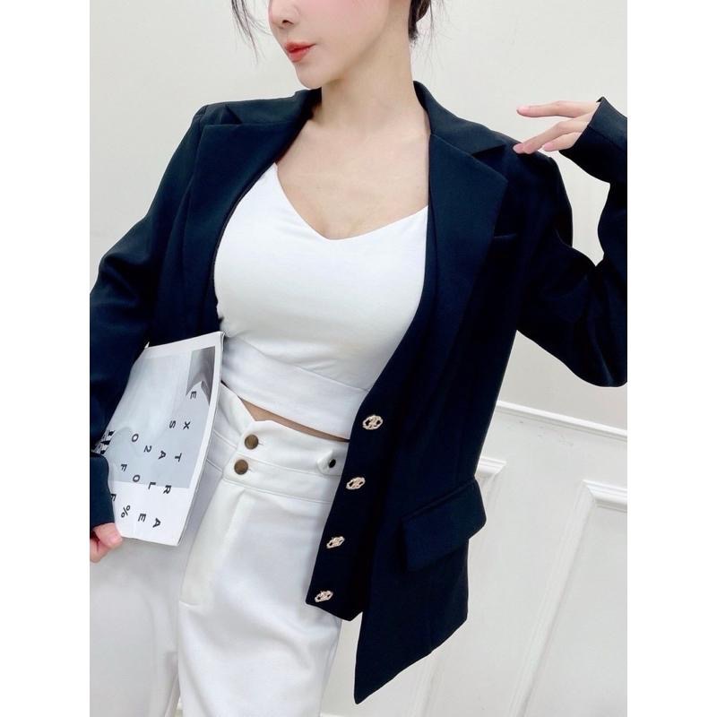 N-1109 𝓢𝓱𝓸𝓹 現貨🏷假兩件H釦口袋西裝外套-細節圖2