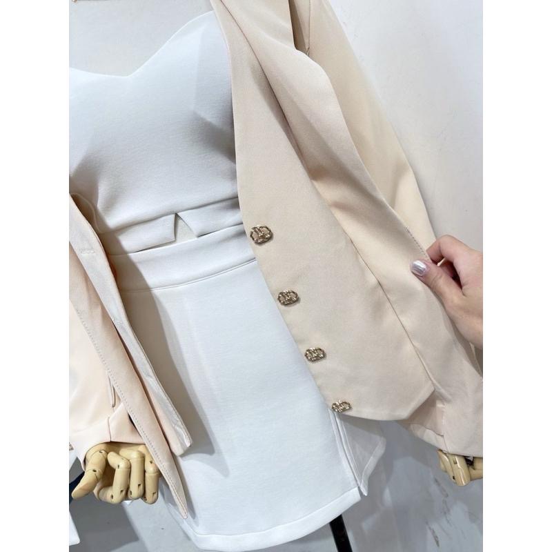 N-1109 𝓢𝓱𝓸𝓹 現貨🏷假兩件H釦口袋西裝外套-細節圖6