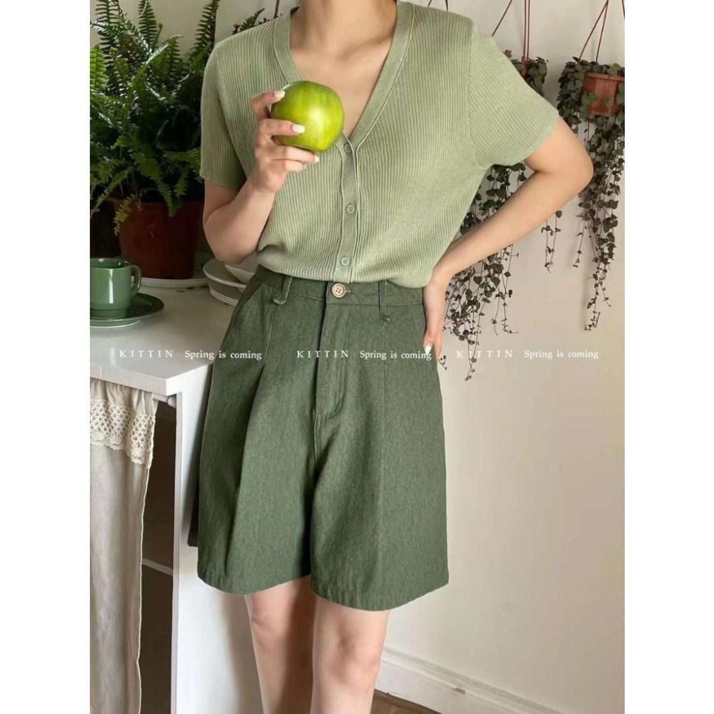 N-1109 𝓢𝓱𝓸𝓹 現貨🏷 V領親膚柔軟短袖針織上衣-細節圖4