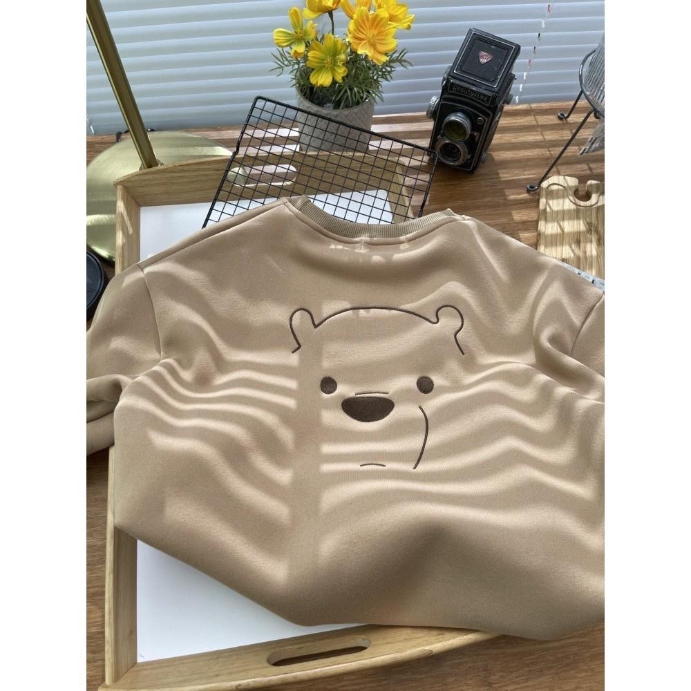 N-1109 𝓢𝓱𝓸𝓹 現貨🏷 🐻小熊刺繡圓領刷毛拼接衛衣上衣-細節圖6