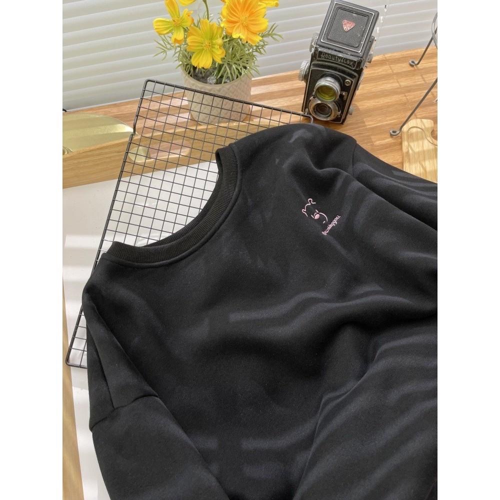 N-1109 𝓢𝓱𝓸𝓹 現貨🏷 🐻小熊刺繡圓領刷毛拼接衛衣上衣-細節圖7