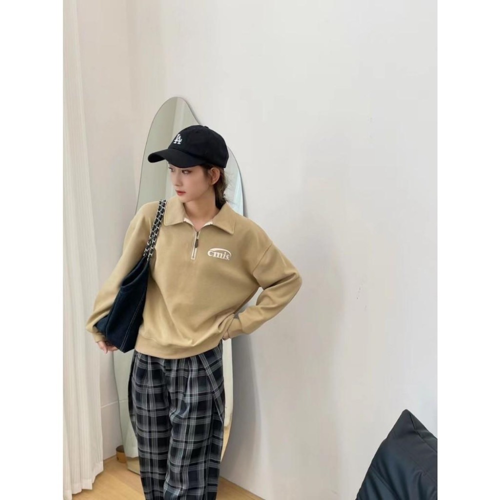 N-1109 𝓢𝓱𝓸𝓹 現貨🏷 Cmis拉鍊印花polo領衛長袖上衣-細節圖2