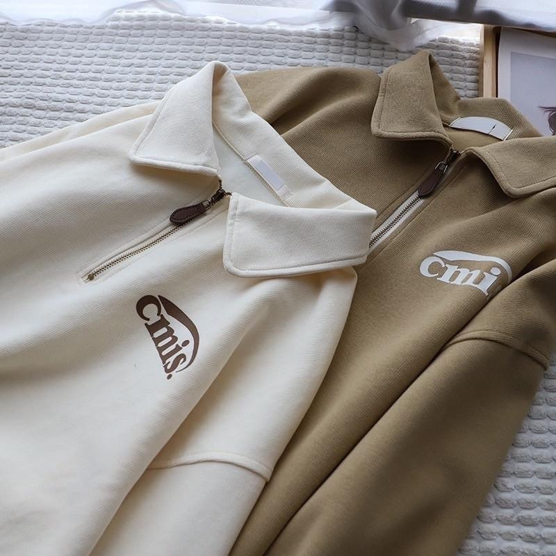 N-1109 𝓢𝓱𝓸𝓹 現貨🏷 Cmis拉鍊印花polo領衛長袖上衣-細節圖5