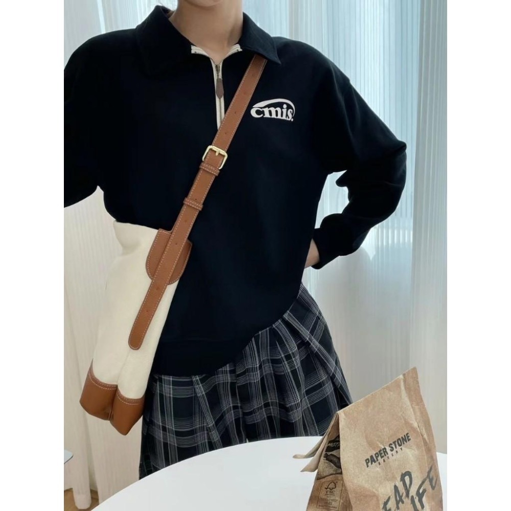 N-1109 𝓢𝓱𝓸𝓹 現貨🏷 Cmis拉鍊印花polo領衛長袖上衣-細節圖8