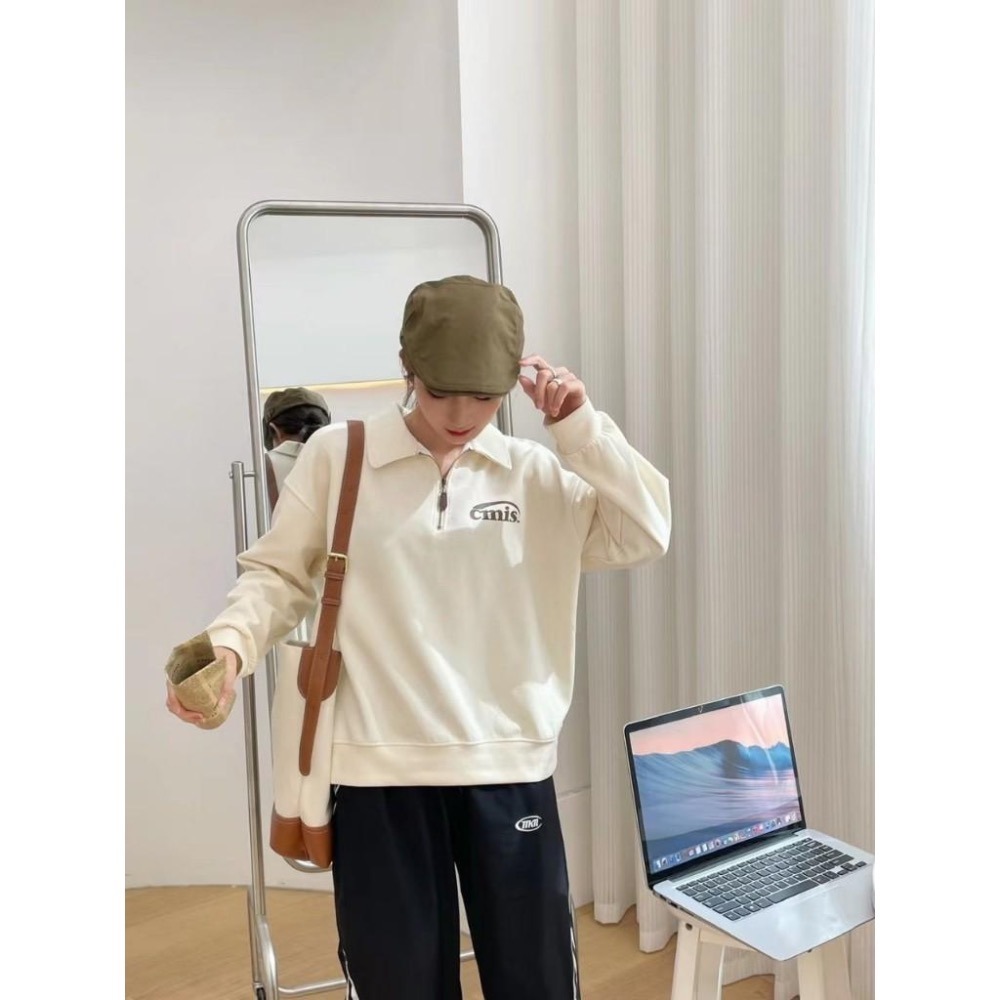 N-1109 𝓢𝓱𝓸𝓹 現貨🏷 Cmis拉鍊印花polo領衛長袖上衣-細節圖9