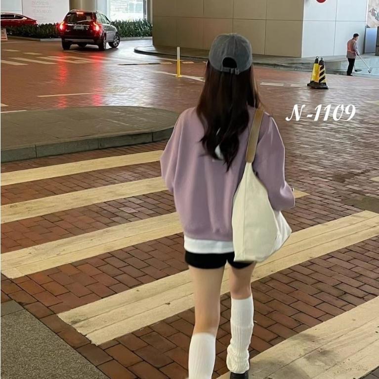 N-1109 𝓢𝓱𝓸𝓹 現貨🏷 you刷毛拼接圓領衛衣大學T-細節圖8