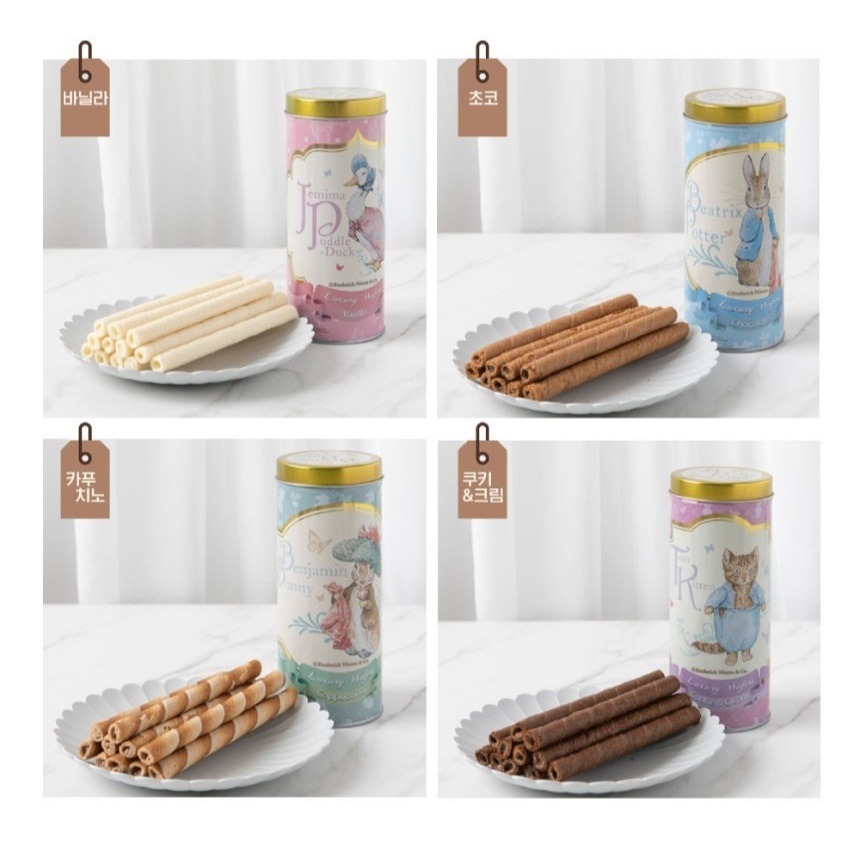 PETER RABBIT比得兔 威化 捲心酥 禮盒 捲心酥 威化酥 巧克力 香草 卡布奇諾 進口零食 韓國餅乾 禮盒-細節圖4