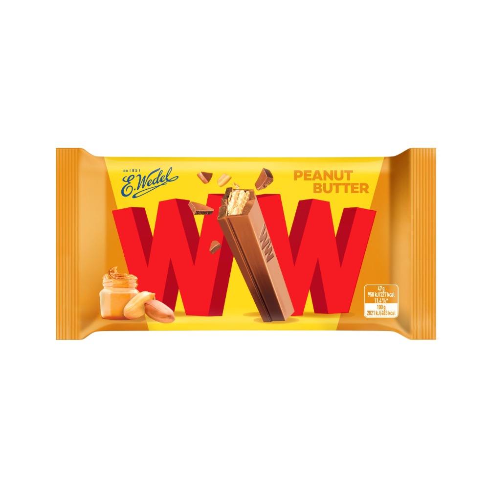 波蘭Wedel 威化夾心牛奶巧克力/Wedel花生醬夾心威化巧克力 47g 波蘭巧克力 威化巧克力 歐洲巧克力 異國零食-規格圖4