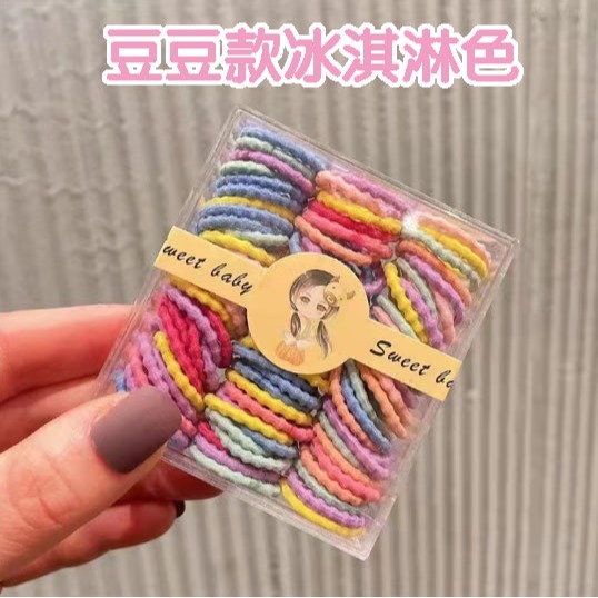 寶寶兒童高彈力不傷髮拇指髮圈 兒童髮圈 拇指髮圈 基礎髮圈 彈力髮圈 90條入-規格圖3