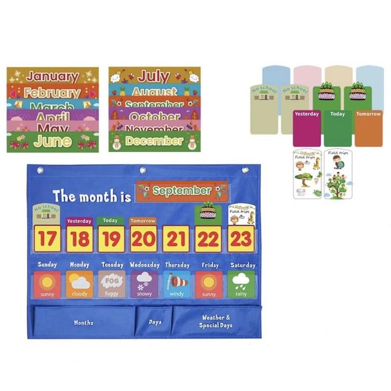 現貨《童玩繪本樂》英文掛袋 教學掛袋 天氣掛袋 日期掛袋 calendar 英語教學 教具 教室佈置 插卡掛袋 插卡掛袋-細節圖5
