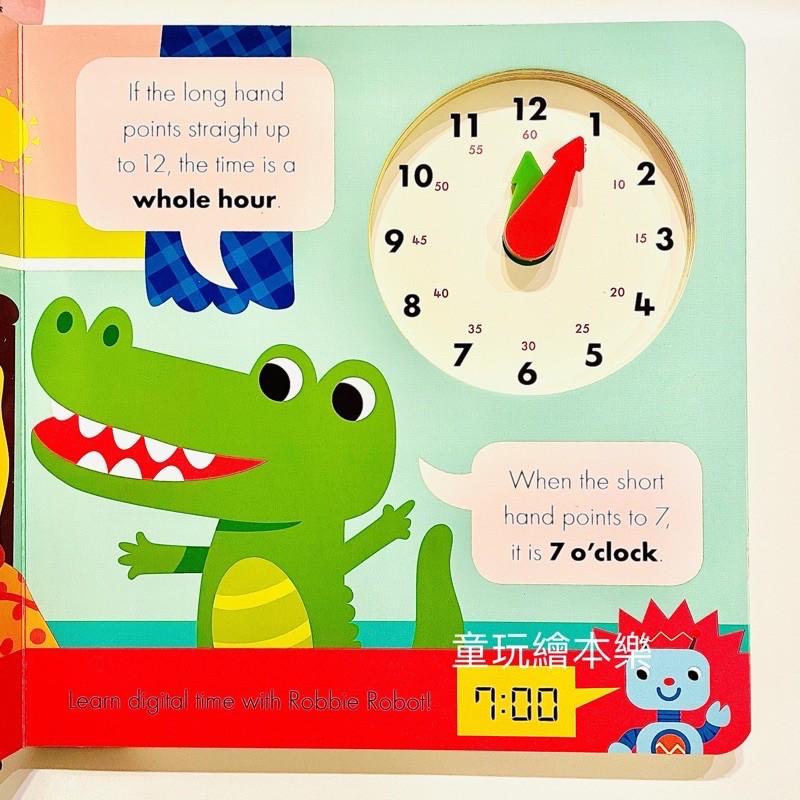 現貨《童玩繪本樂》商檢合格 What＇s the Time, Clockodile? 我的時鐘學習書 英文操作故事書-細節圖2