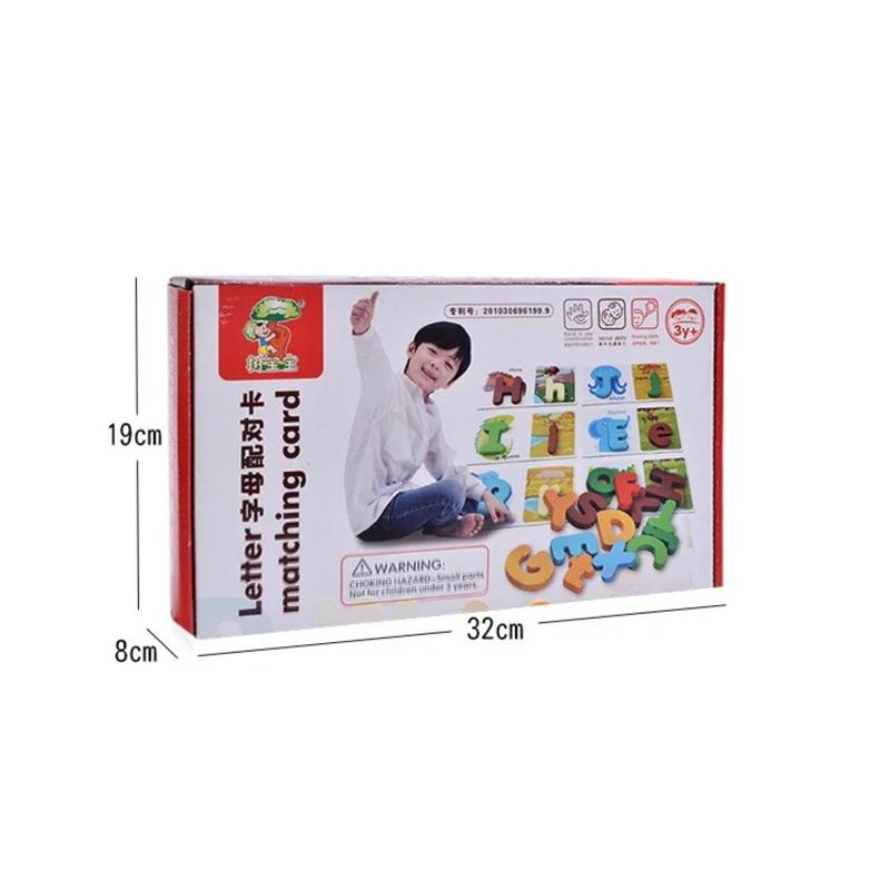 現貨《童玩繪本樂》商檢合格 木質英文字母配對拼圖益智拼圖玩具 英語教學 教具 木質字母卡 字母拼圖 認字卡 手抓板-細節圖4