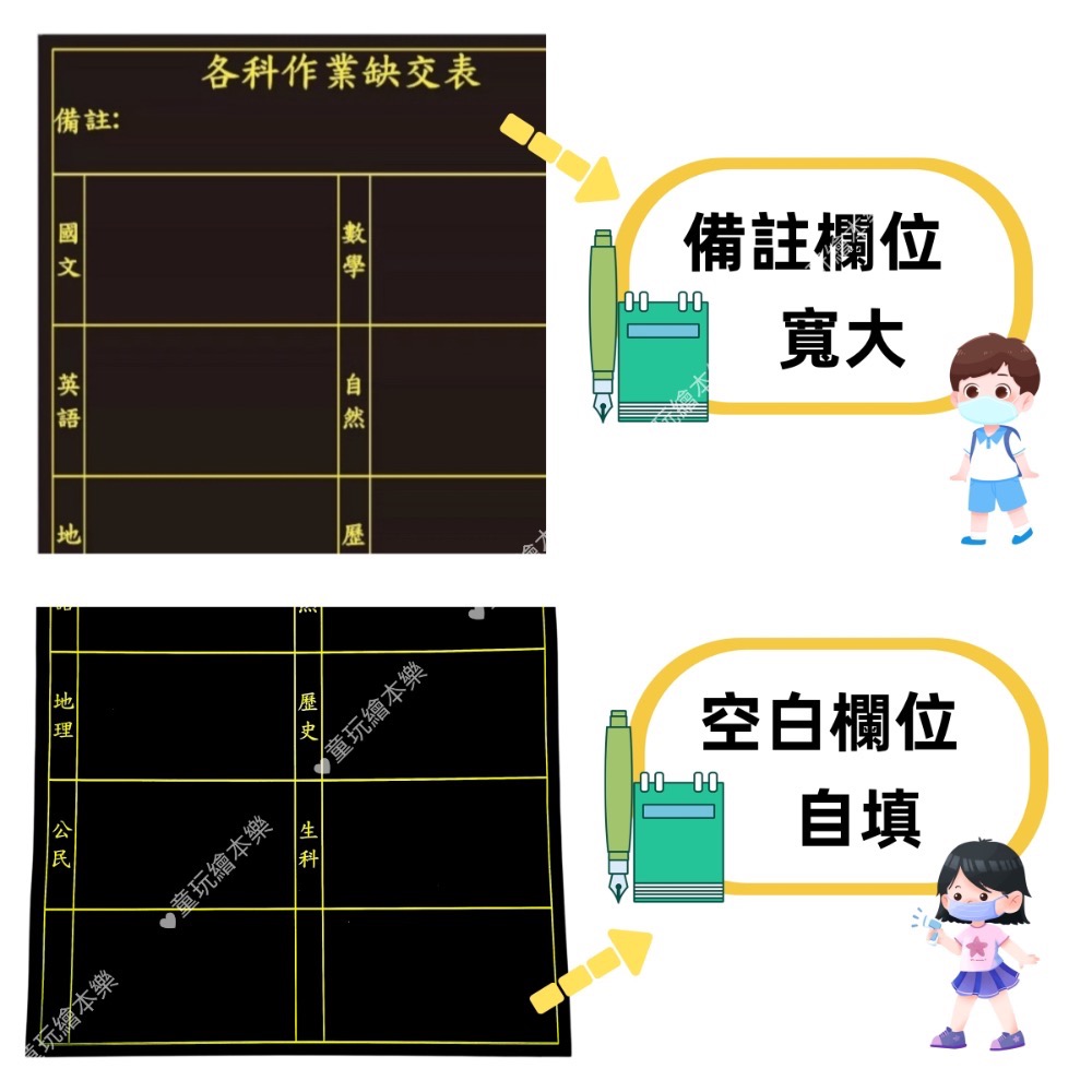 現貨《童玩繪本樂》作業缺交表 黑板貼 磁性貼 佈告欄 教室佈置 班級管理 黑板磁性貼 bulletin board-細節圖4