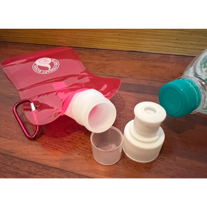 [飲水] 捲捲水袋.可飲式瓶口 (桃紅) 全新-細節圖2