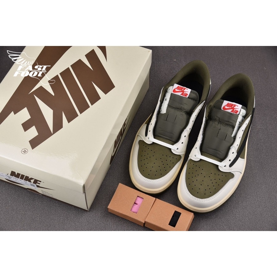 快腳🔎 Travis Scott  Air Jordan 1 Low OG 橄欖綠2.0 倒鉤 DM7866-200-細節圖3