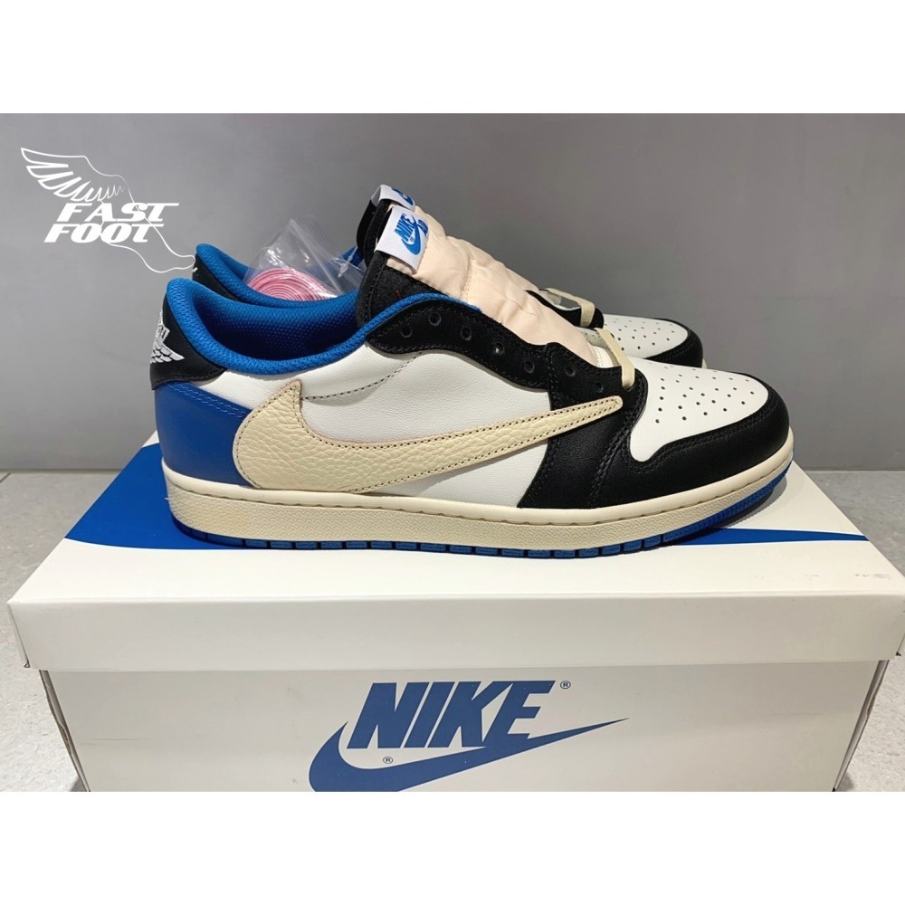 快腳🔎 Travis Scott x Fragment x AJ1 Low 聯名 藍白 倒鉤 DM7866-140-細節圖2