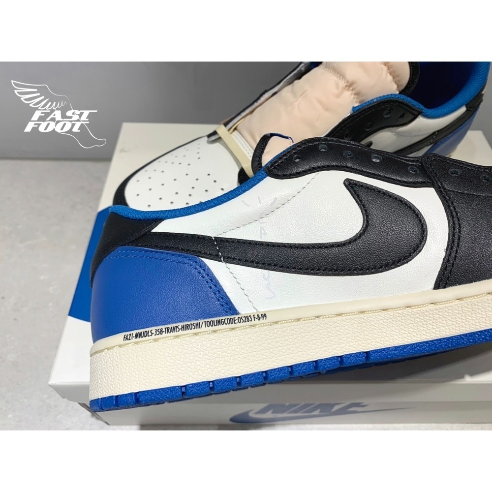 快腳🔎 Travis Scott x Fragment x AJ1 Low 聯名 藍白 倒鉤 DM7866-140-細節圖6
