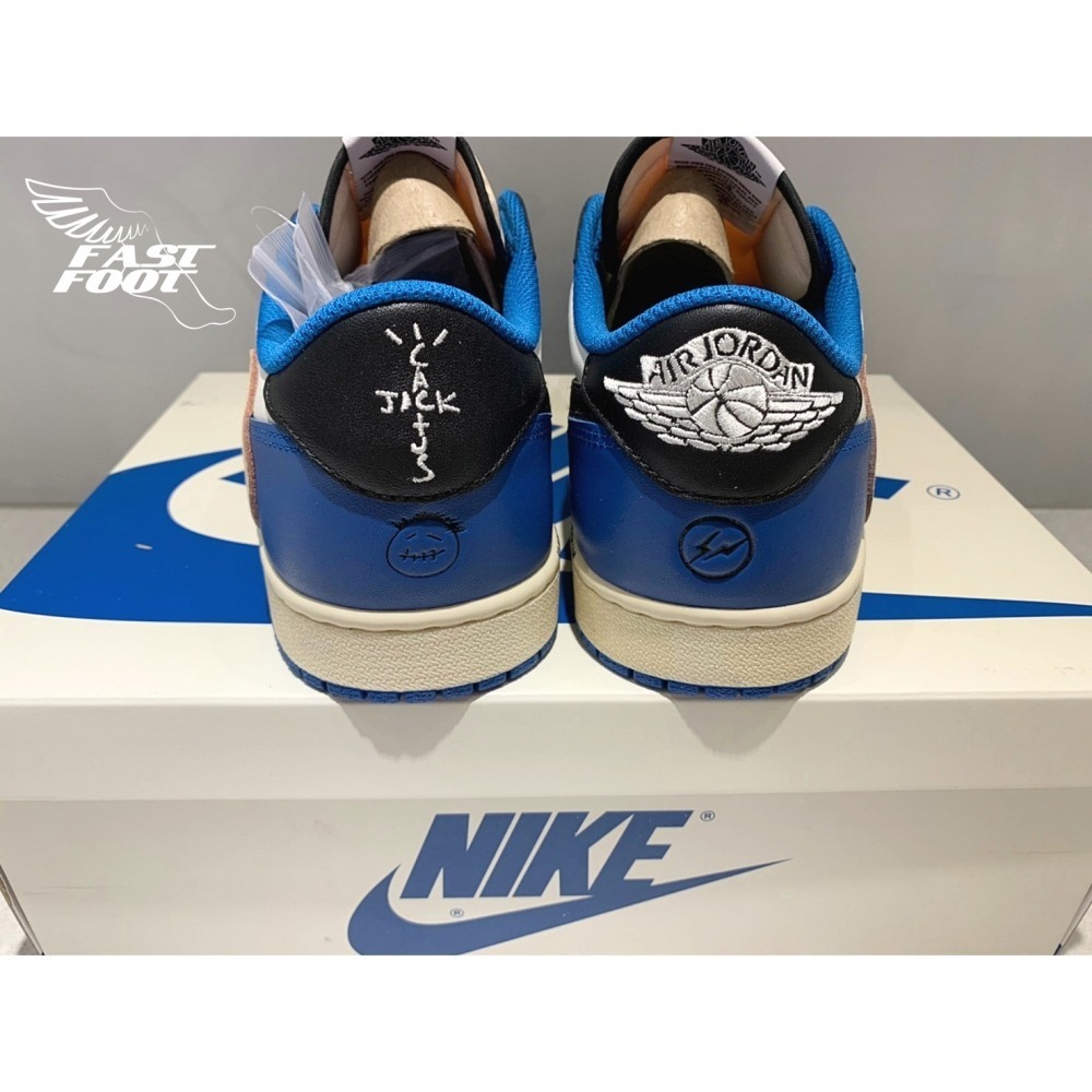 快腳🔎 Travis Scott x Fragment x AJ1 Low 聯名 藍白 倒鉤 DM7866-140-細節圖8
