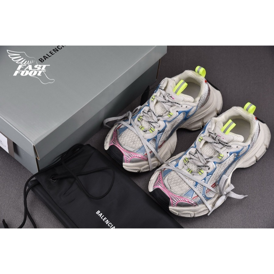 快腳🔎 BALENCIAGA 3XL 老爹鞋 做舊 紅藍粉 PRYNNE PEACH PINK-細節圖3