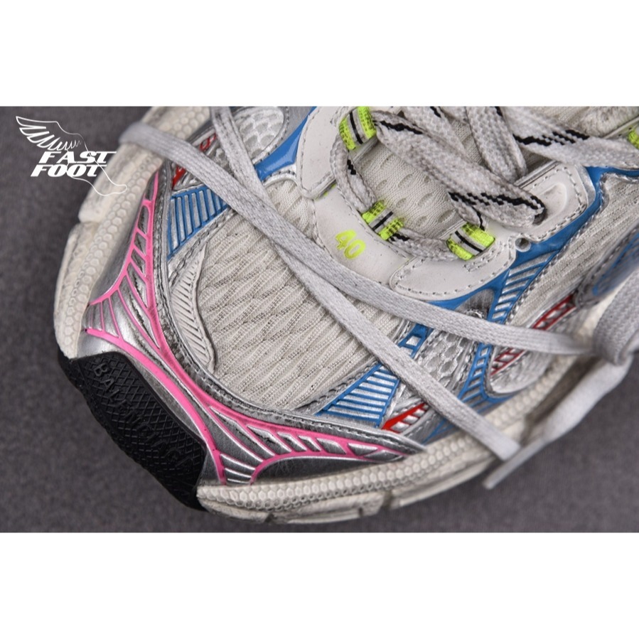 快腳🔎 BALENCIAGA 3XL 老爹鞋 做舊 紅藍粉 PRYNNE PEACH PINK-細節圖4