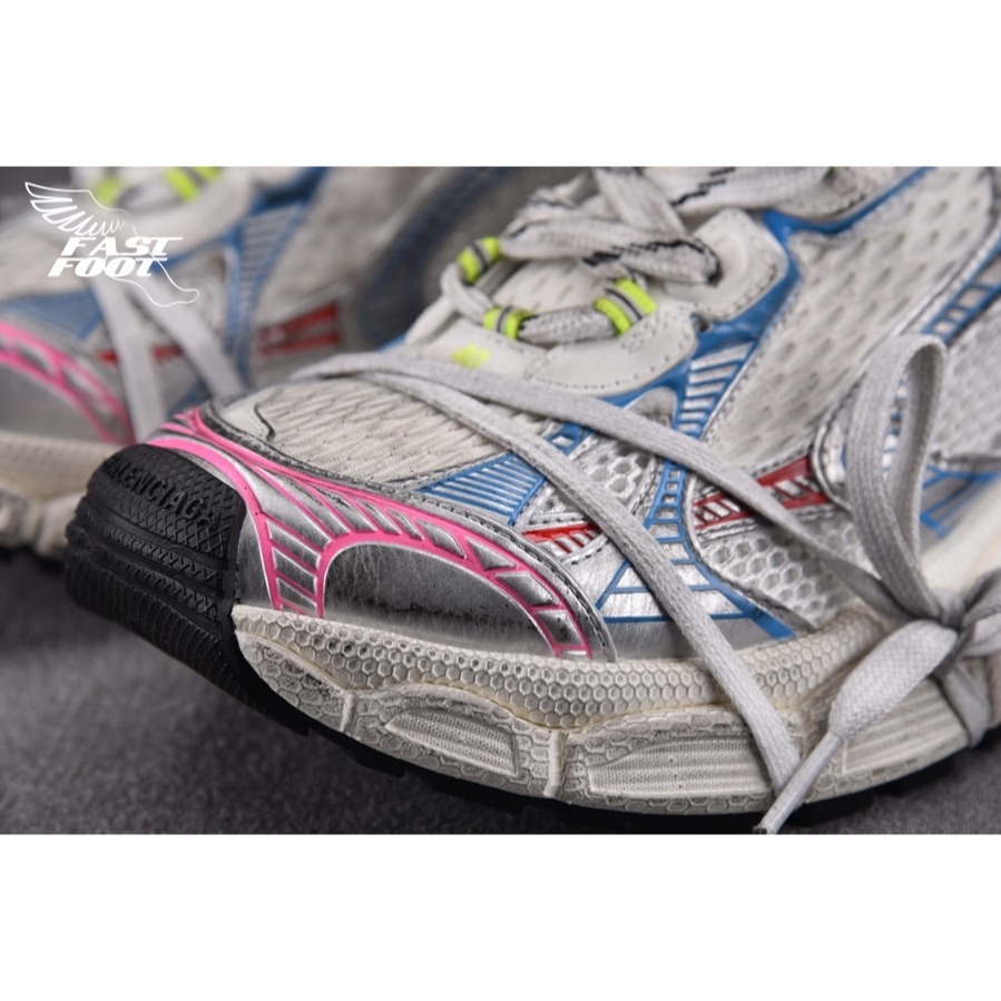 快腳🔎 BALENCIAGA 3XL 老爹鞋 做舊 紅藍粉 PRYNNE PEACH PINK-細節圖5