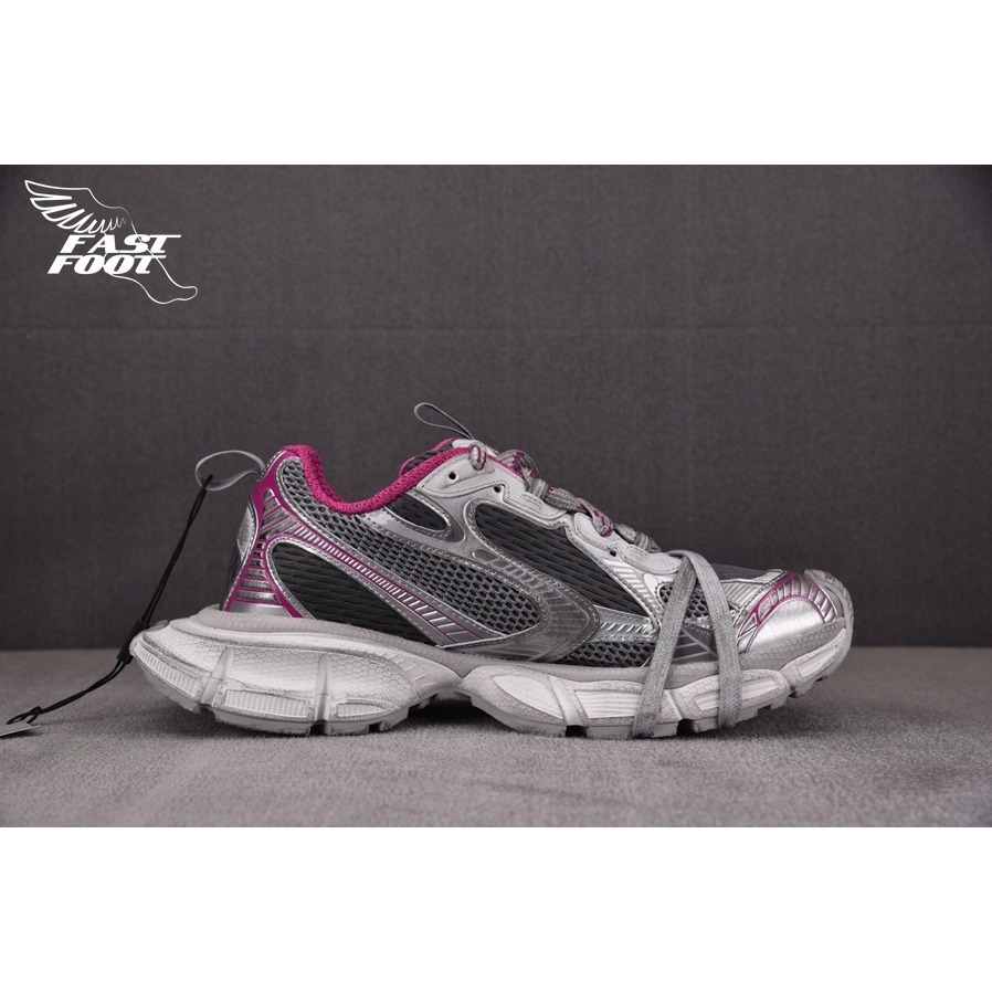 快腳🔎 BALENCIAGA 3XL 老爹鞋 做舊 灰粉銀 GRY MIX WHITE PINK-細節圖2
