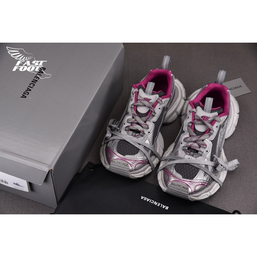 快腳🔎 BALENCIAGA 3XL 老爹鞋 做舊 灰粉銀 GRY MIX WHITE PINK-細節圖3