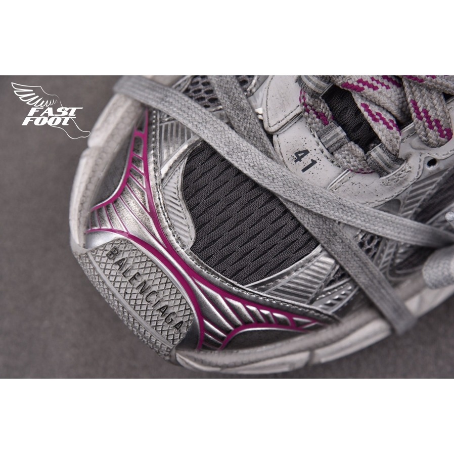 快腳🔎 BALENCIAGA 3XL 老爹鞋 做舊 灰粉銀 GRY MIX WHITE PINK-細節圖4