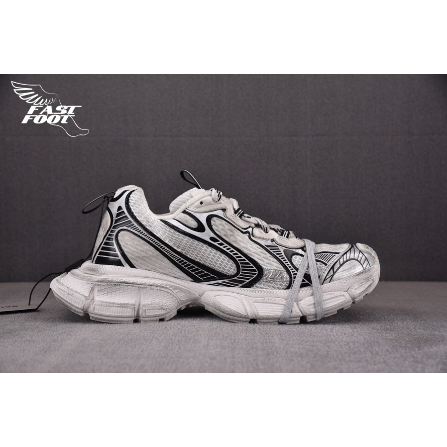 快腳🔎 BALENCIAGA 3XL 老爹鞋 做舊 白黑銀 EGGSHELL BLACK-細節圖2