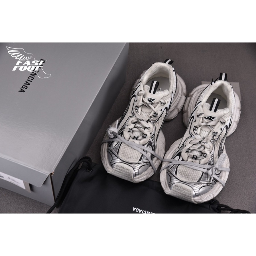 快腳🔎 BALENCIAGA 3XL 老爹鞋 做舊 白黑銀 EGGSHELL BLACK-細節圖3
