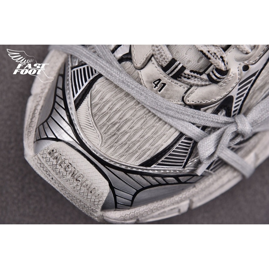 快腳🔎 BALENCIAGA 3XL 老爹鞋 做舊 白黑銀 EGGSHELL BLACK-細節圖4