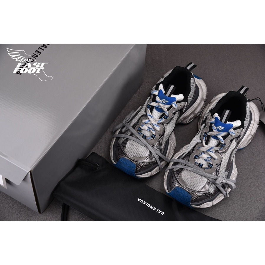 快腳🔎 BALENCIAGA 3XL 老爹鞋 做舊 白灰藍 GREY WHITE BLUE-細節圖3