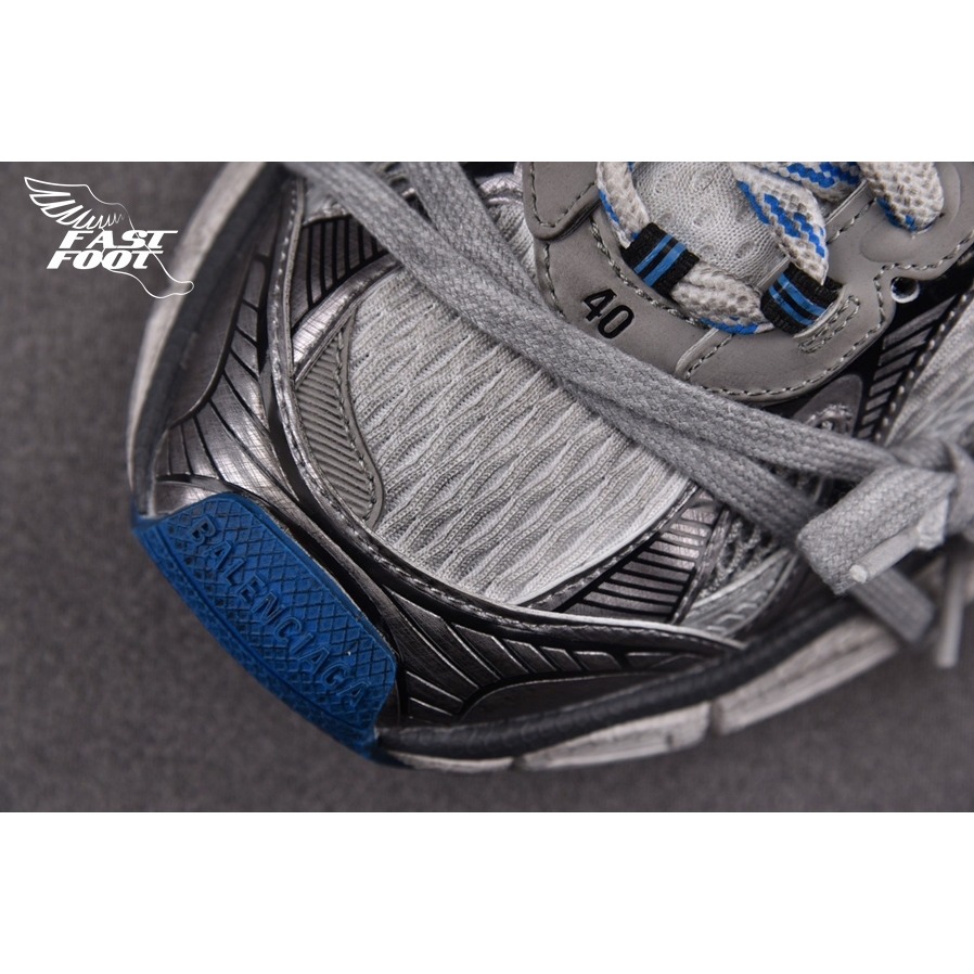 快腳🔎 BALENCIAGA 3XL 老爹鞋 做舊 白灰藍 GREY WHITE BLUE-細節圖4