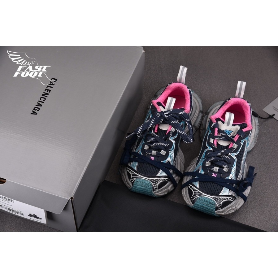 快腳🔎 BALENCIAGA 3XL 老爹鞋 做舊 灰藍粉 GREY MIX BLUE PINK-細節圖3