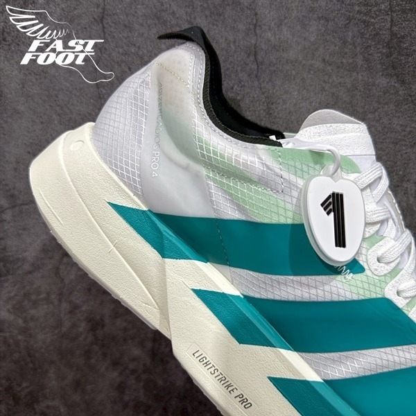 快腳🔎 ADIDAS ADIZERO ADIOS PRO 4 白 綠 慢跑鞋 馬牌底  JR1267-細節圖6