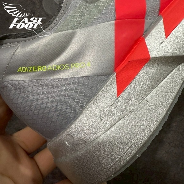 快腳🔎 Adidas Adizero Adios Pro 4 專業跑鞋 慢跑鞋 銀紅  JR6372-細節圖8