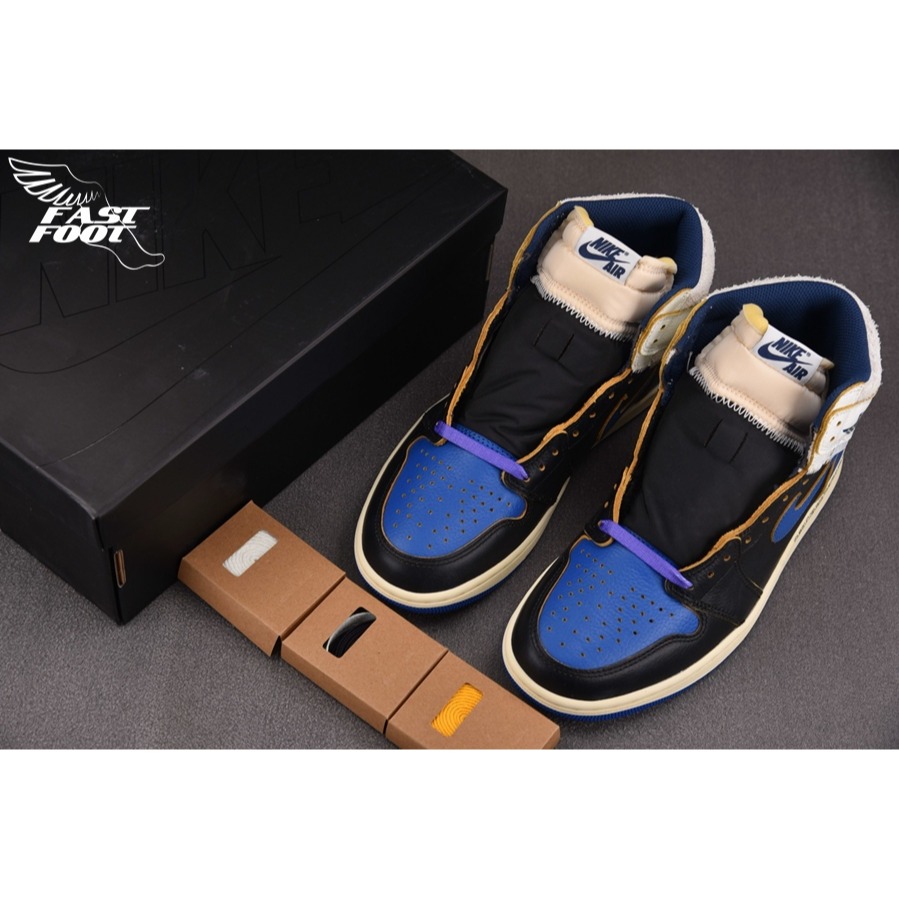 快腳🔎 FRAGMENT X UNION X AIR JORDAN 1 IO7847-001 三方聯名 黑藍-細節圖3